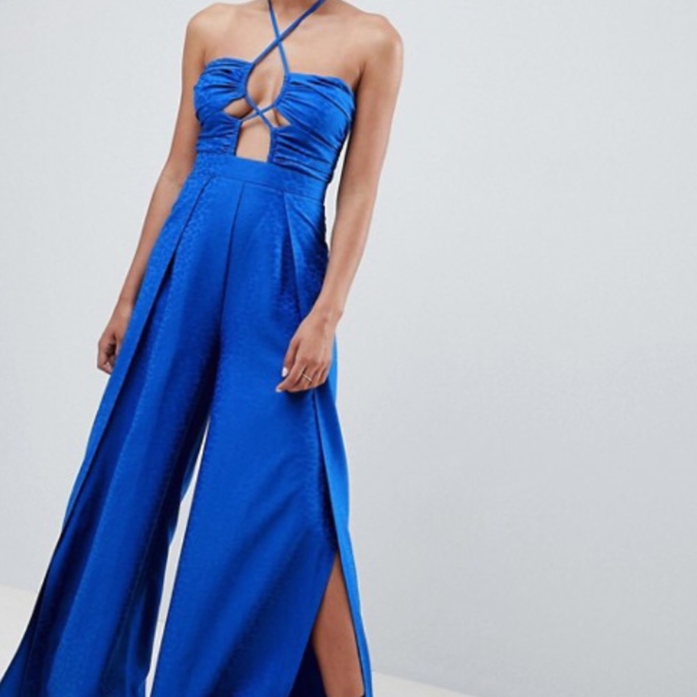 Cobalt blue jumpsuit w/ cut out detail